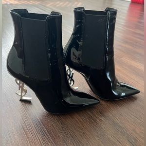 YSL Opyum patent leather bootie